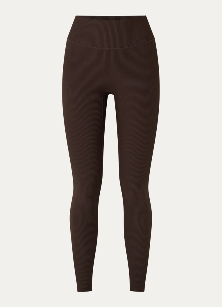 Björn Borg Dames Studio high waist skinny fit trainingslegging met ribstructuur in de kleur Bruin, maat: XS