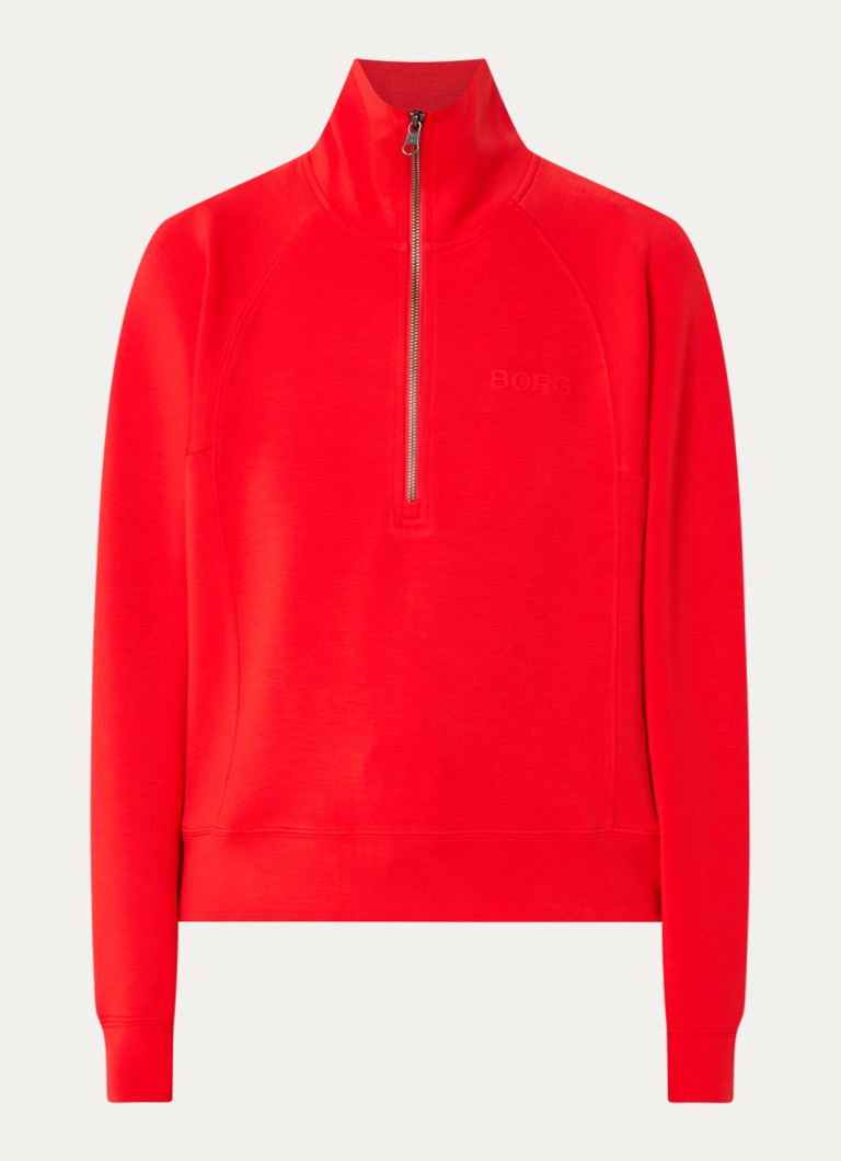 Björn Borg Dames Studio Soft sweater met halve rits in de kleur Rood, maat: XS