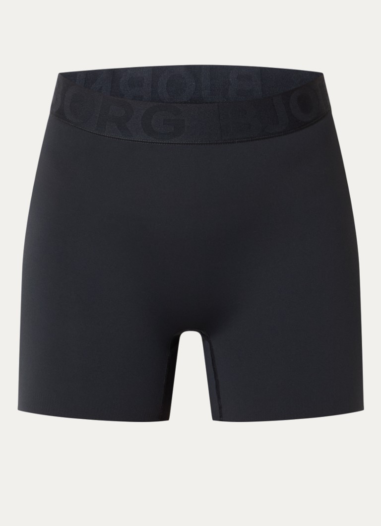 Björn Borg Dames Mid waist slim fit shorts met logoband in de kleur Zwart, maat: XS