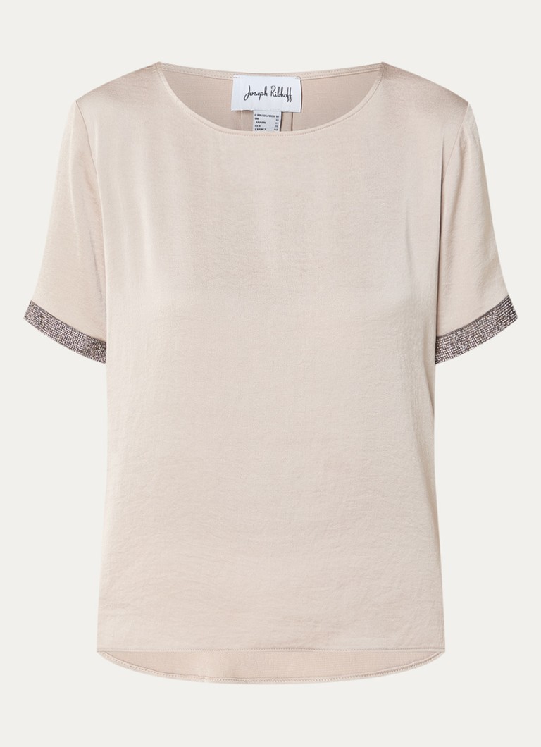 Joseph Ribkoff Dames Top van satijn met strass in de kleur Donkerbeige