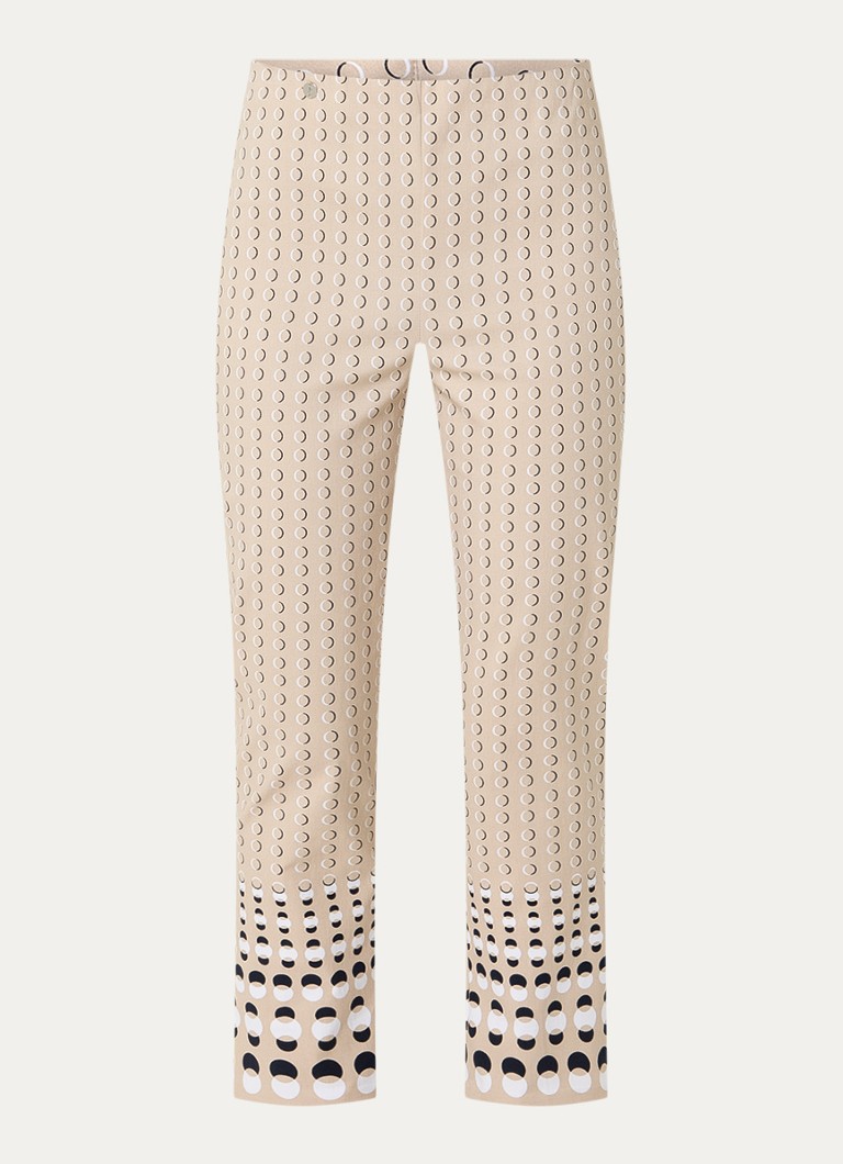 Joseph Ribkoff Dames High waist slim fit pantalon met print in de kleur Beige
