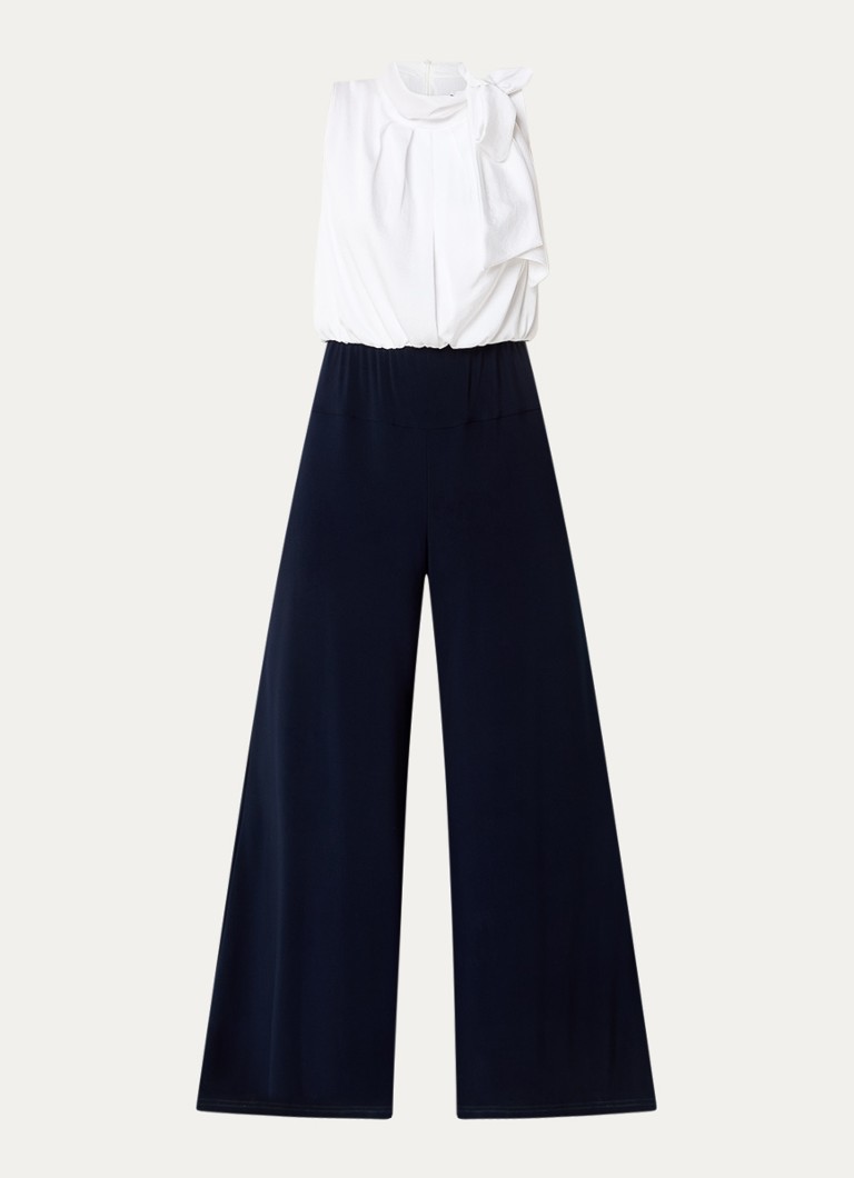 Joseph Ribkoff Dames Wide fit jumpsuit met sjaalkraag in de kleur Wit