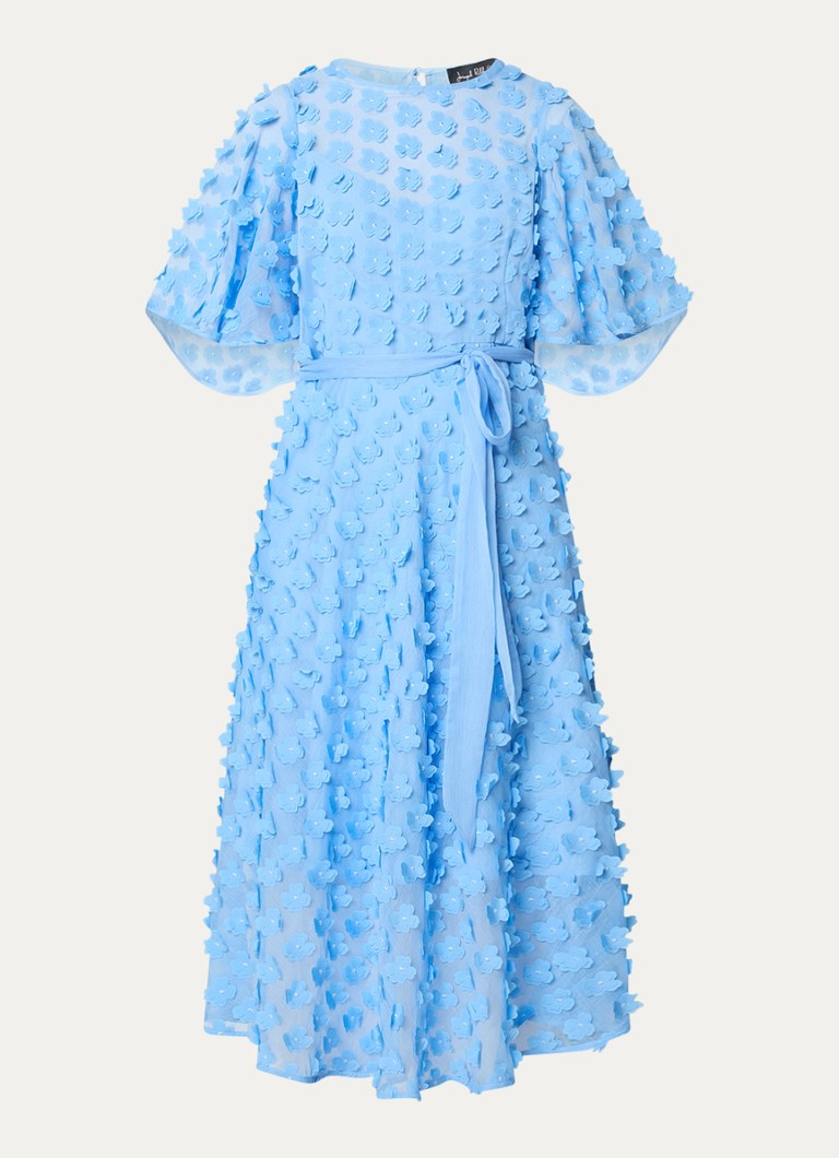 Joseph Ribkoff Dames Midi jurk met strikceintuur en applicatie in de kleur Blauw