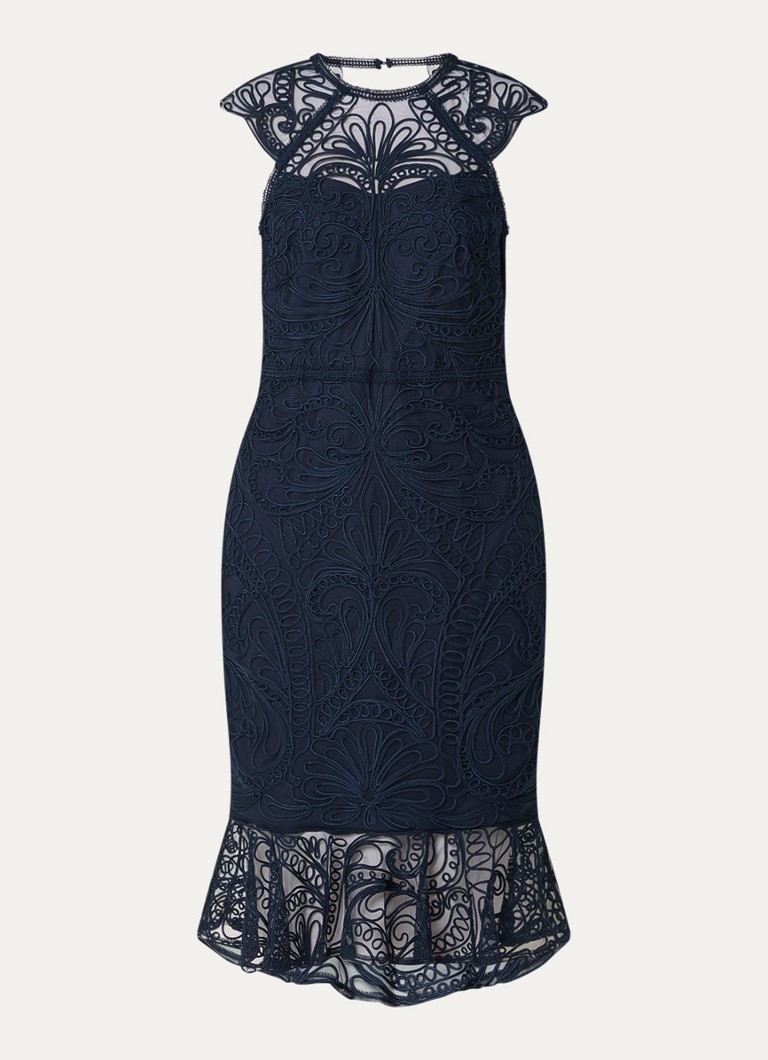 Joseph Ribkoff Dames Midi jurk met borduring in de kleur Donkerblauw