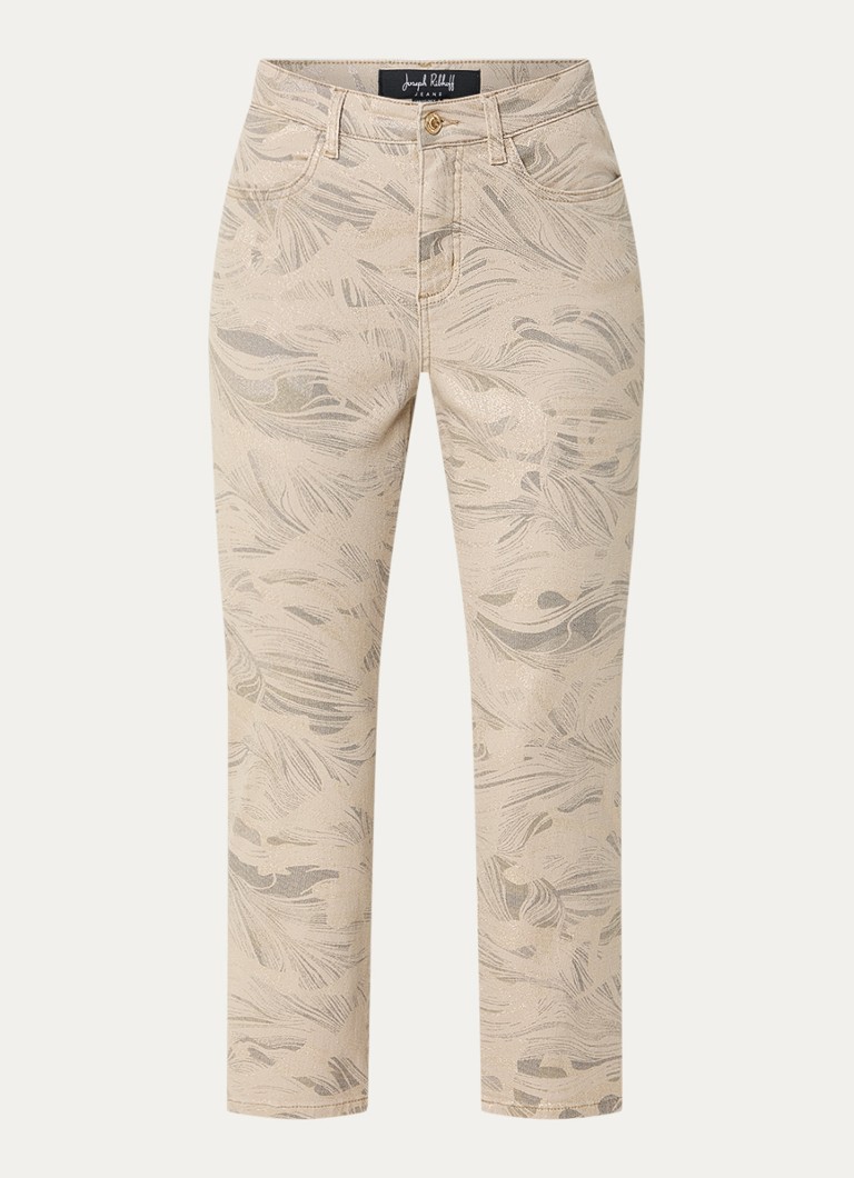 Joseph Ribkoff Dames Mid waist cropped slim fit jeans met gekleurde wassing en print in de kleur Beige