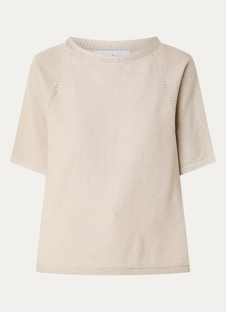 Joseph Ribkoff Dames Fijngebreide top met pailletten in de kleur Beige