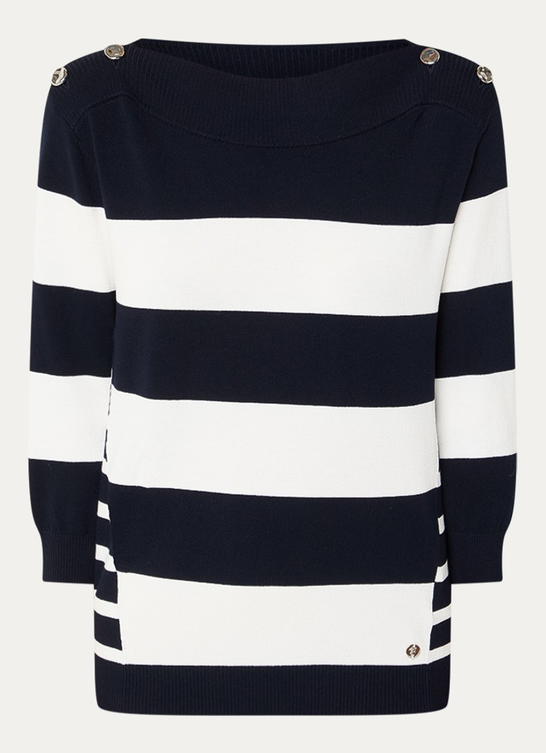 Joseph Ribkoff Dames Fijngebreide top met streepprint in de kleur Donkerblauw