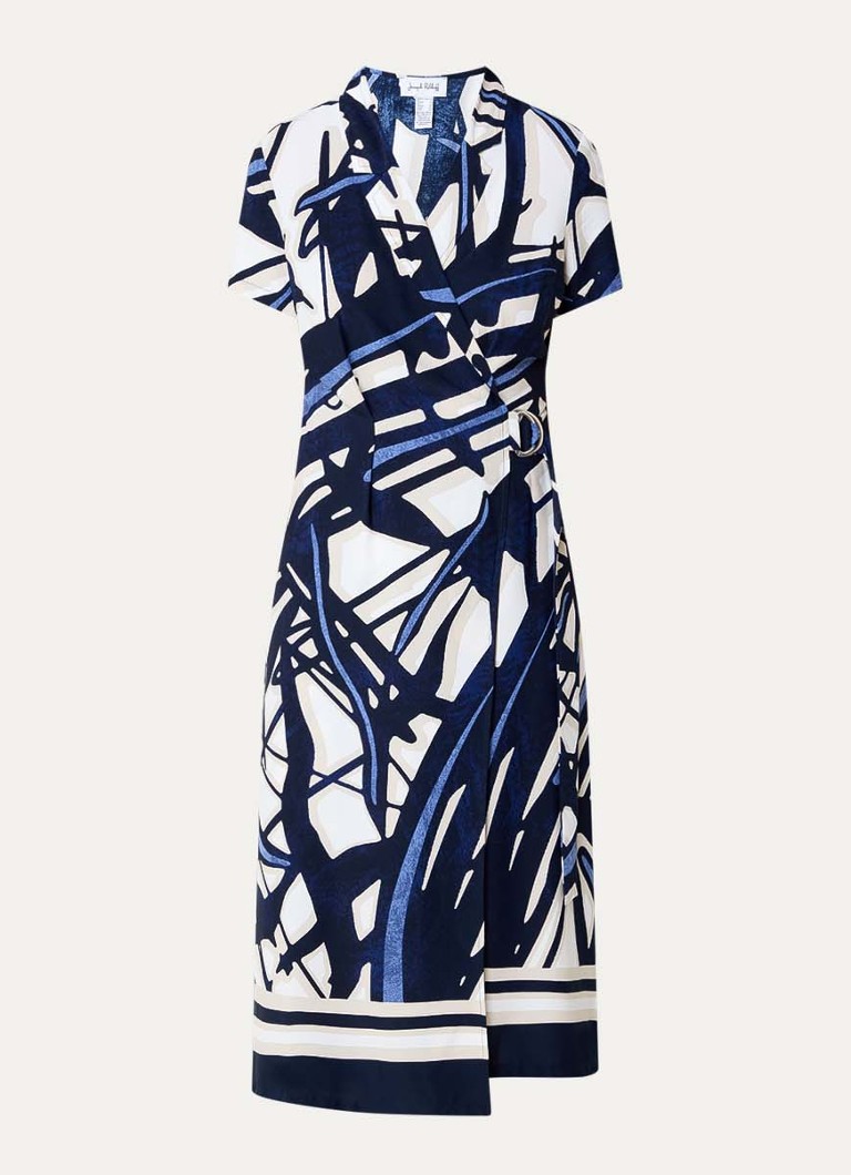Joseph Ribkoff Dames Midi wikkeljurk met grafische print in de kleur Donkerblauw