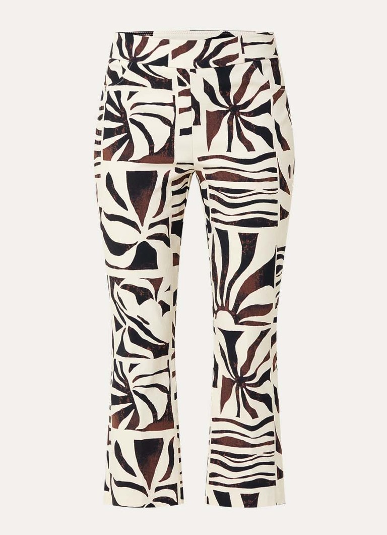 Joseph Ribkoff Dames Cropped mid waist slim fit pantalon met grafische print in de kleur Creme