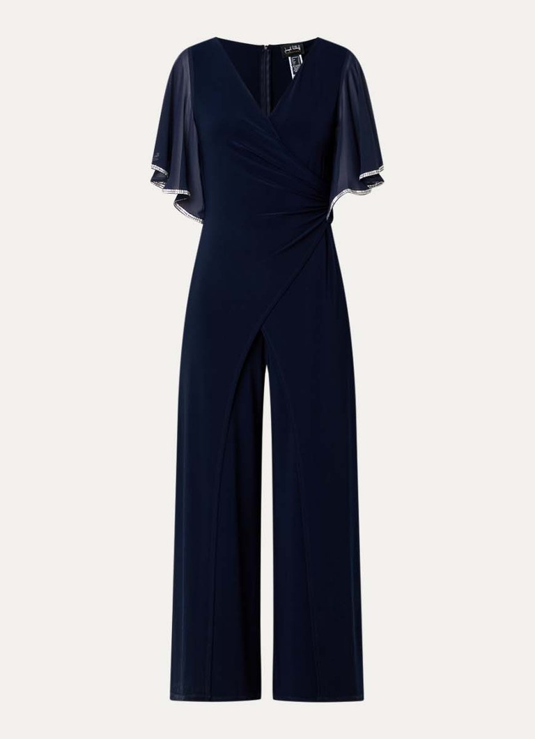 Joseph Ribkoff Dames Wide fit jumpsuit met plooidetail en strass in de kleur Donkerblauw