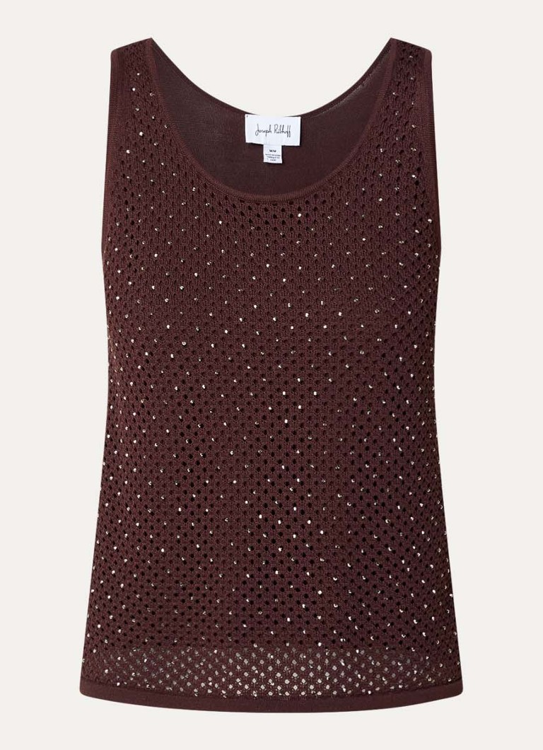 Joseph Ribkoff Dames Fijngebreide tanktop met strass in de kleur Kastanjebruin