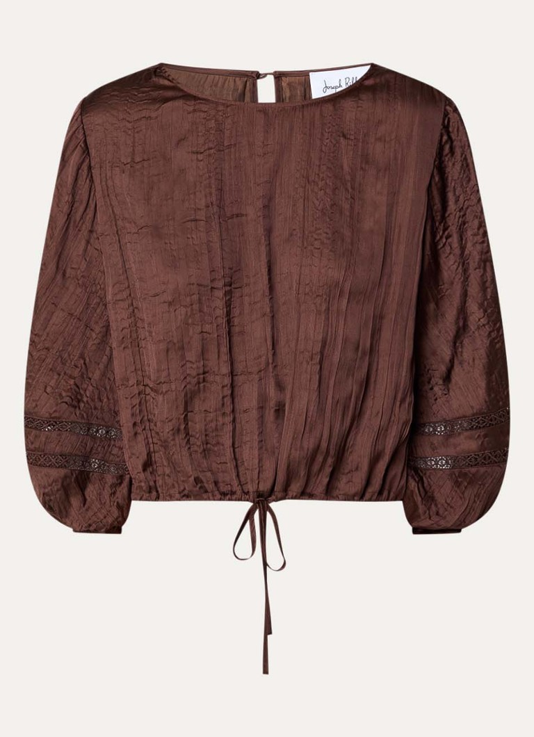 Joseph Ribkoff Dames Top met ballonmouw en opengewerkt detail in de kleur Hazelnootbruin