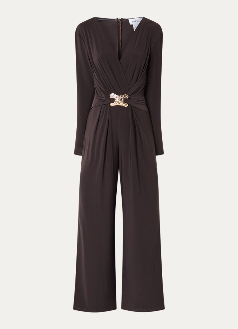 Joseph Ribkoff Dames Wide fit jumpsuit met knoopdetail in de kleur Donkerbruin