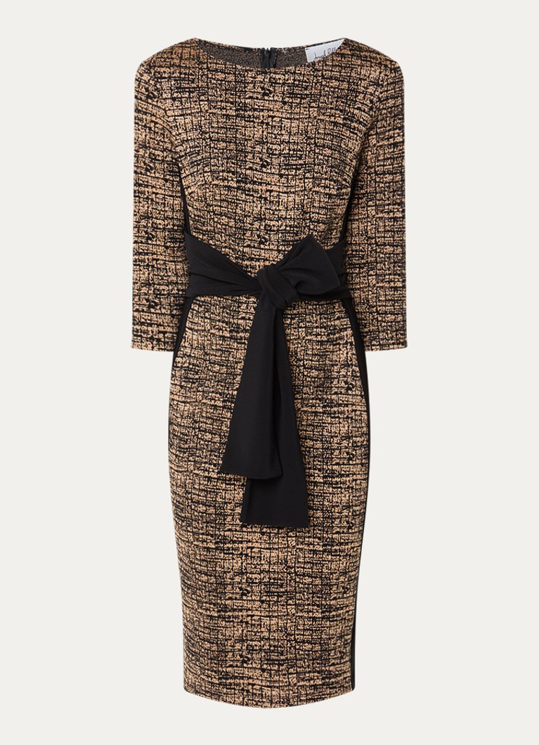 Joseph Ribkoff Dames Midi jurk met strikceintuur in de kleur Camel