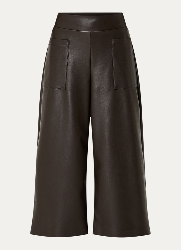 Joseph Ribkoff Dames High waist wide fit palazzo broek van imitatieleer in de kleur Donkerbruin