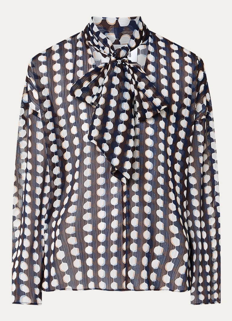 Joseph Ribkoff Dames Tuniek met print en strikkraag in de kleur Donkerbruin