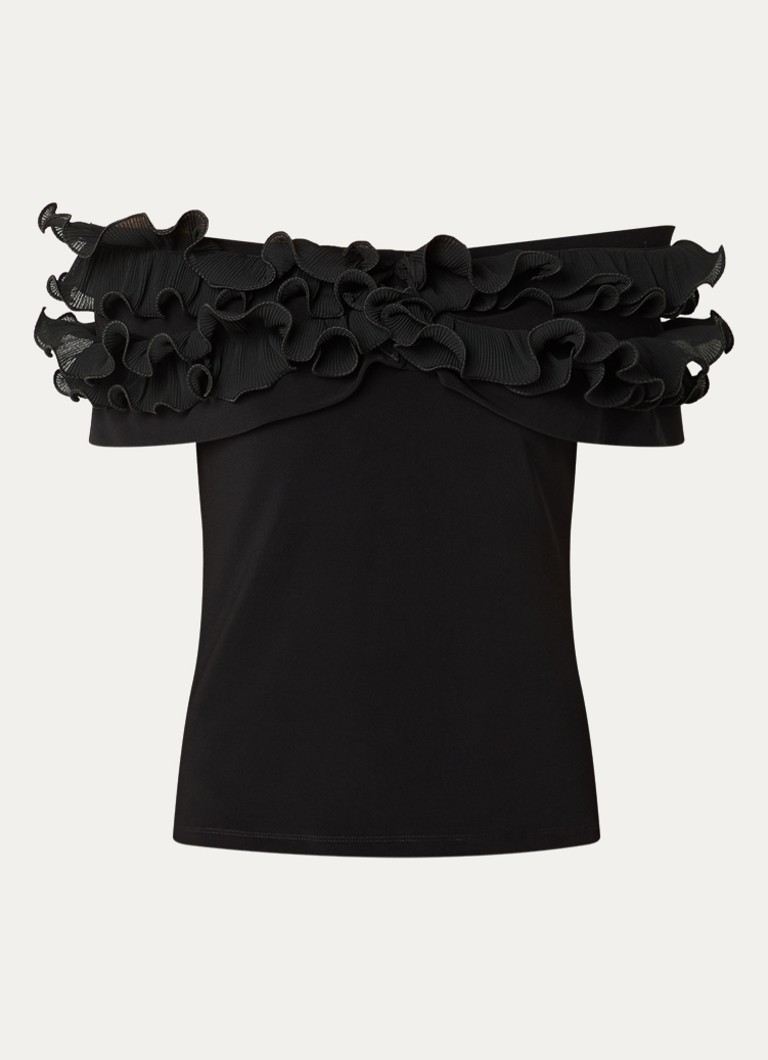 Joseph Ribkoff Dames Off shoulder top met ruches in de kleur Zwart