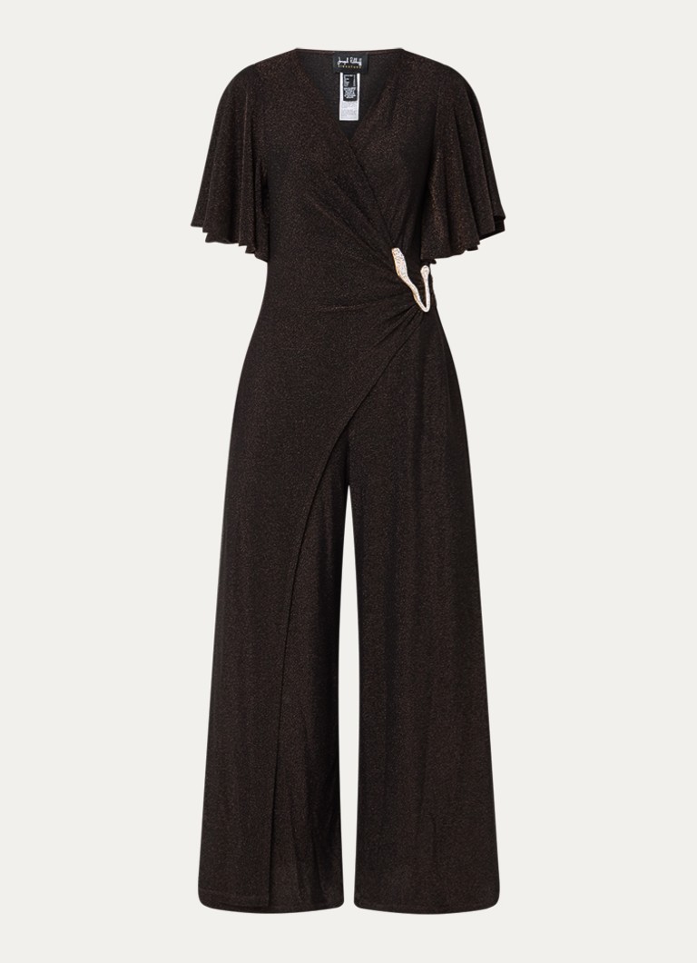 Joseph Ribkoff Dames Wide fit jumpsuit met knoopdetail in de kleur Donkerbruin