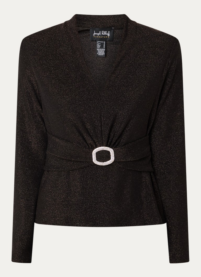 Joseph Ribkoff Dames Top met lurex en V-hals in de kleur Donkerbruin
