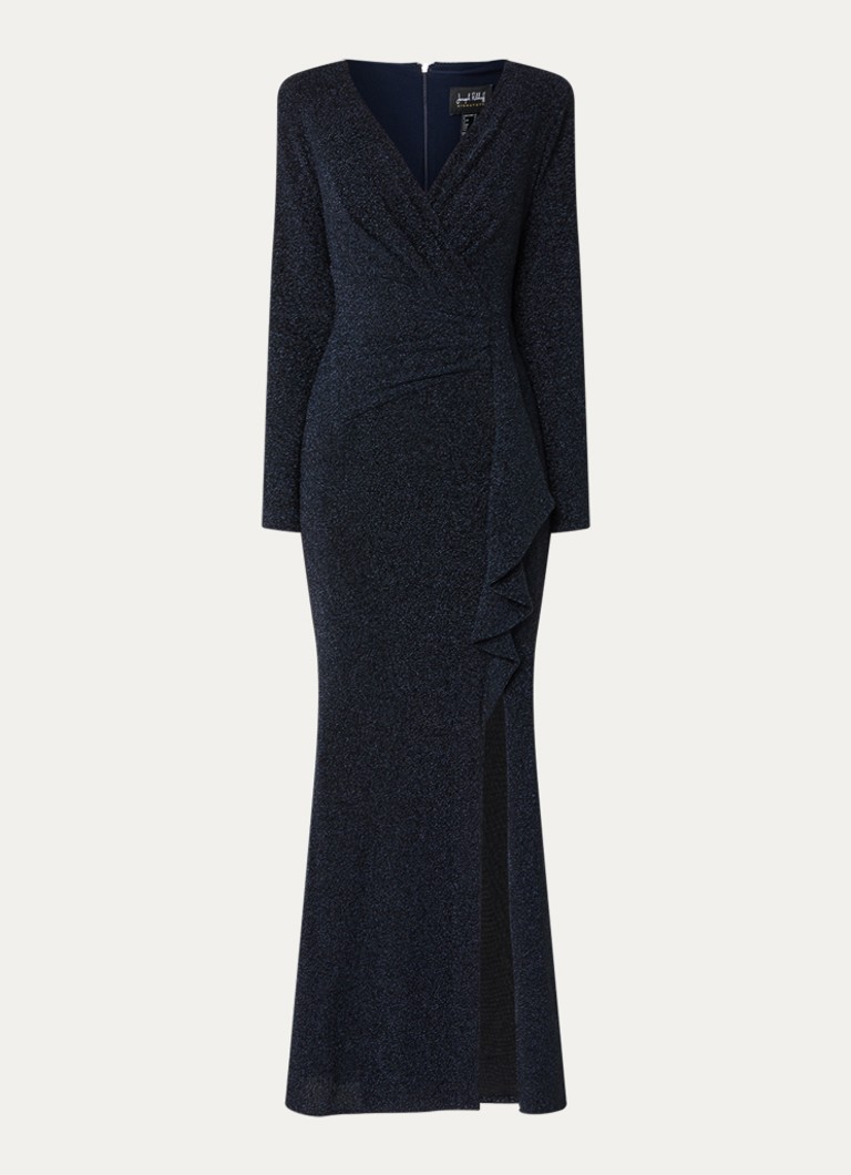 Joseph Ribkoff Dames Maxi jurk met split en V-hals in de kleur Donkerblauw