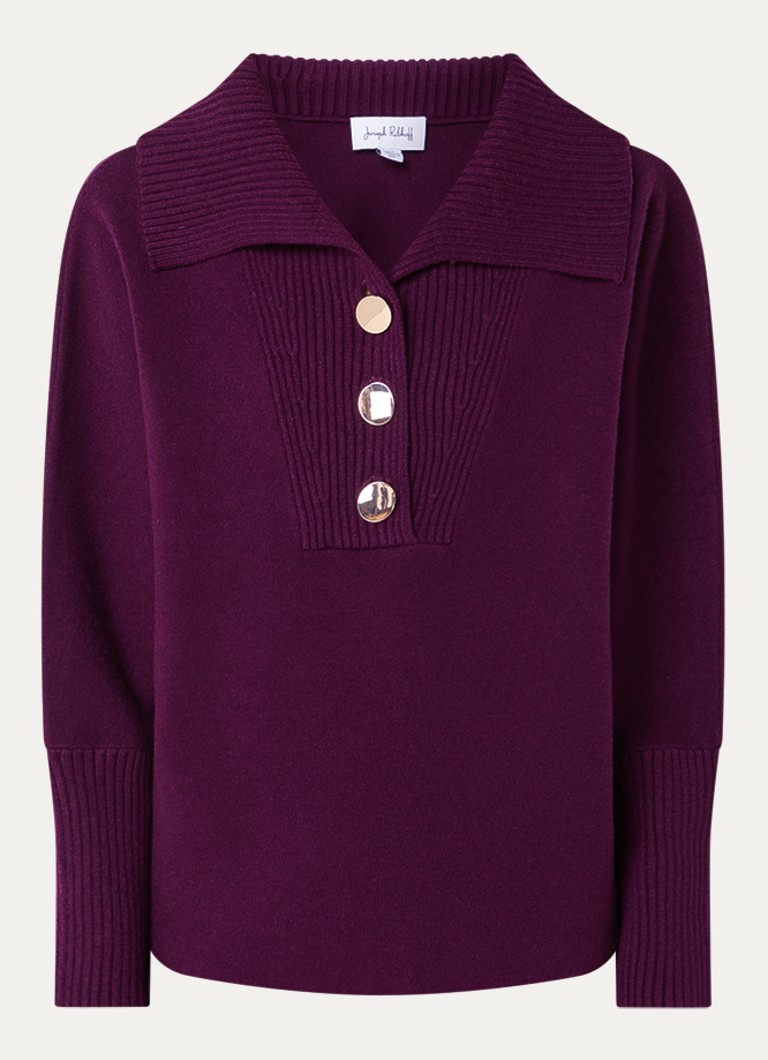 Joseph Ribkoff Dames Fijngebreide trui met ribstructuur in de kleur Aubergine