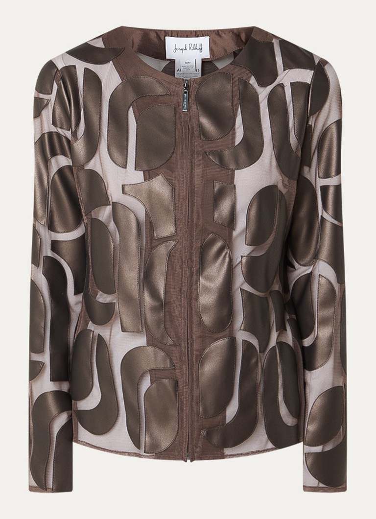 Joseph Ribkoff Dames Jack met leren details in de kleur Donkerbruin