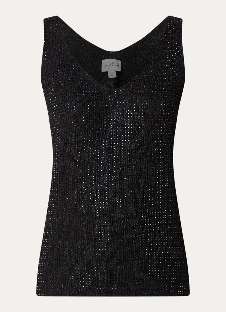 Joseph Ribkoff Dames Grofgebreide tanktop met strass in de kleur Zwart