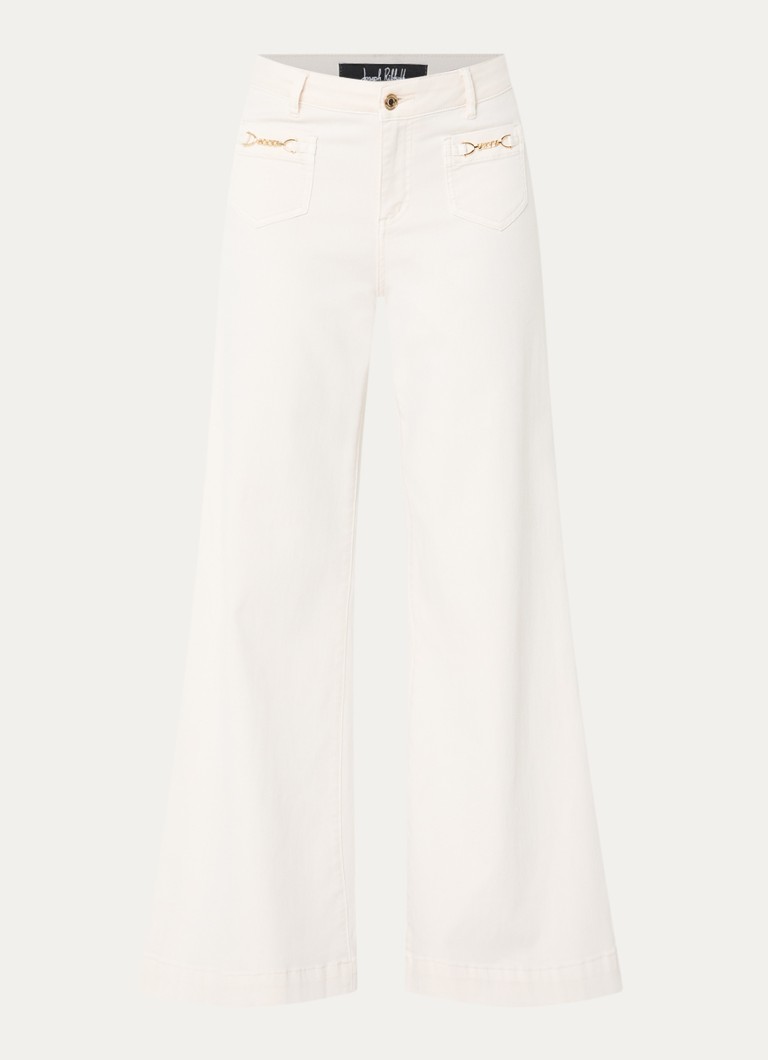 Joseph Ribkoff Dames Mid waist flared jeans met gekleurde wassing en opgestikte zakken in de kleur Creme