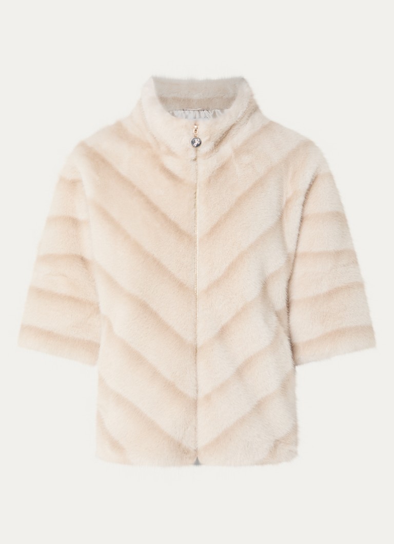 Joseph Ribkoff Dames Jas van imitatiebont met streepprint en steekzakken in de kleur Creme