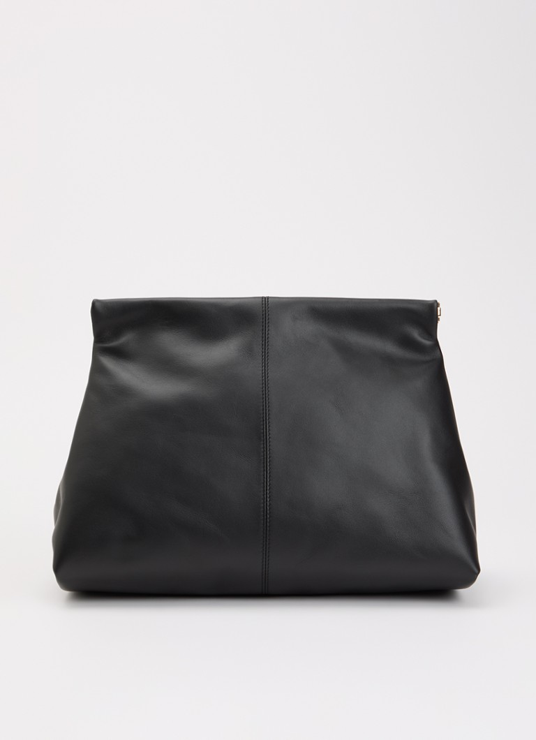 Flattered Dames Clay clutch van leer in de kleur Zwart, maat: 1SZ