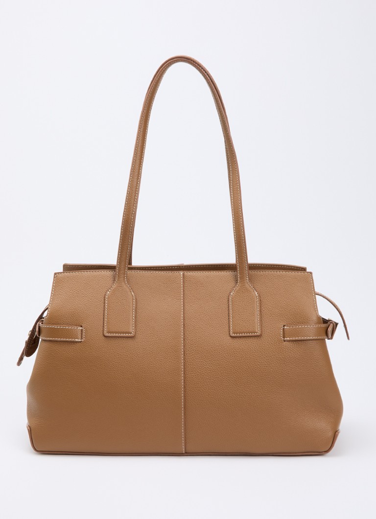 Flattered Dames Lisa schoudertas van leer in de kleur Cognac, maat: 1SZ