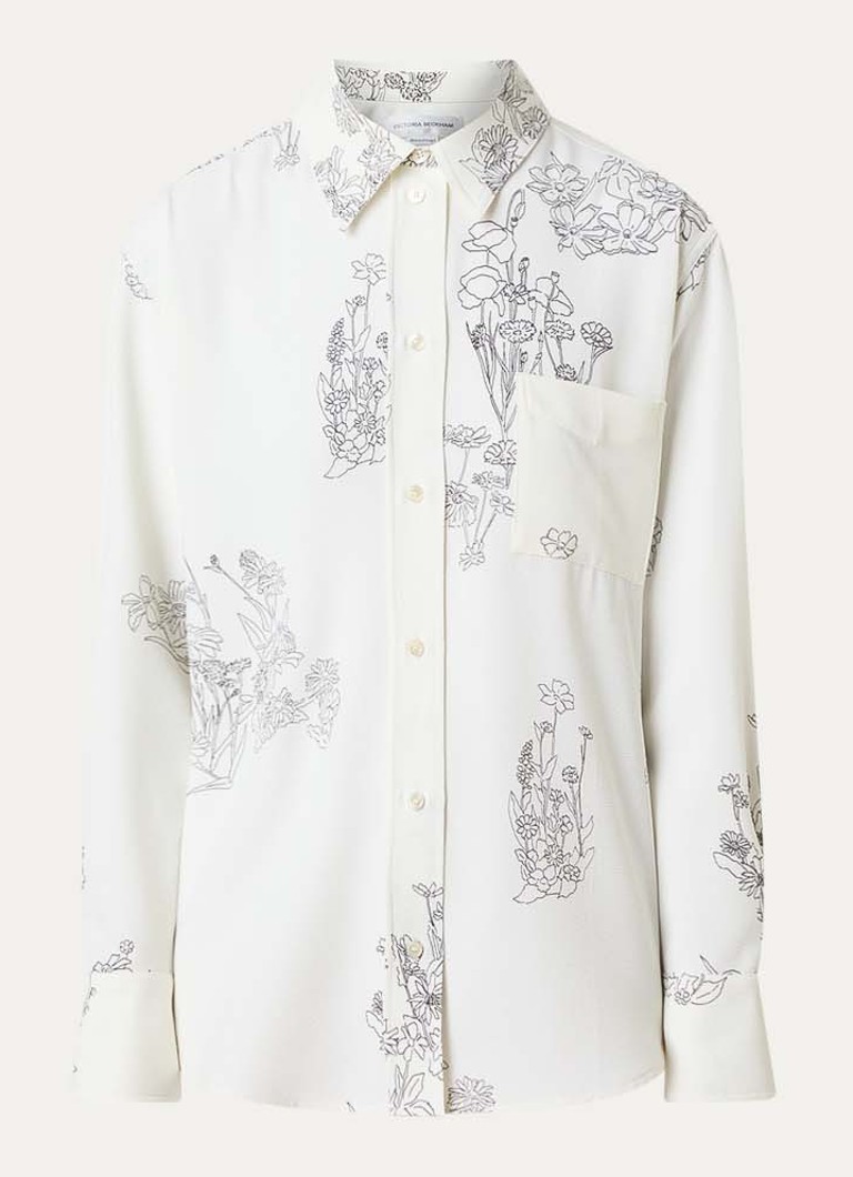 Victoria Beckham Dames Blouse met bloemenprint in de kleur Gebroken wit, maat: S
