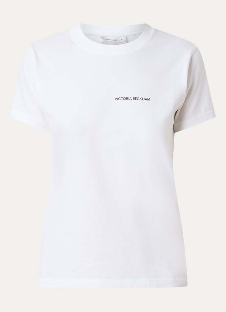 Victoria Beckham Dames T-shirt met logo in de kleur Wit, maat: L