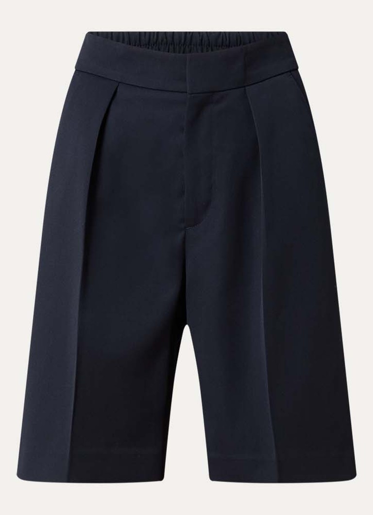 Victoria Beckham Dames High waist loose fit korte pantalon in wolblend met steekzakken in de kleur Donkerblauw, maat: L