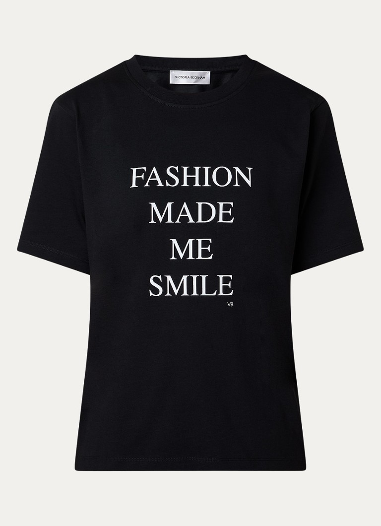 Victoria Beckham Dames Slogan T-shirt met ronde hals in de kleur Zwart, maat: S