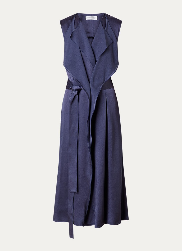 Victoria Beckham Dames Sybil midi blazerjurk met steekzakken in de kleur Staalblauw, maat: M