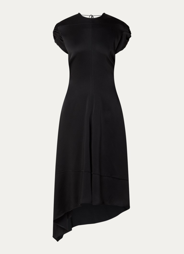 Victoria Beckham Dames Midi jurk met asymmetrische zoom in de kleur Zwart, maat: XS