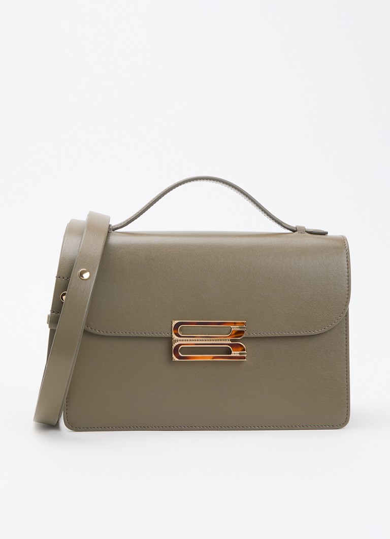 Victoria Beckham Dames Dorian handtas van kalfsleer met afneembare schouderriem in de kleur Olijfgroen, maat: ONE SIZE