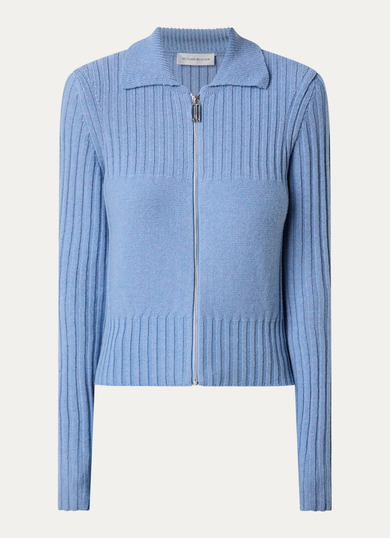 Victoria Beckham Dames Fijngebreid vest in kasjmierblend in de kleur Blauwgrijs, maat: XS