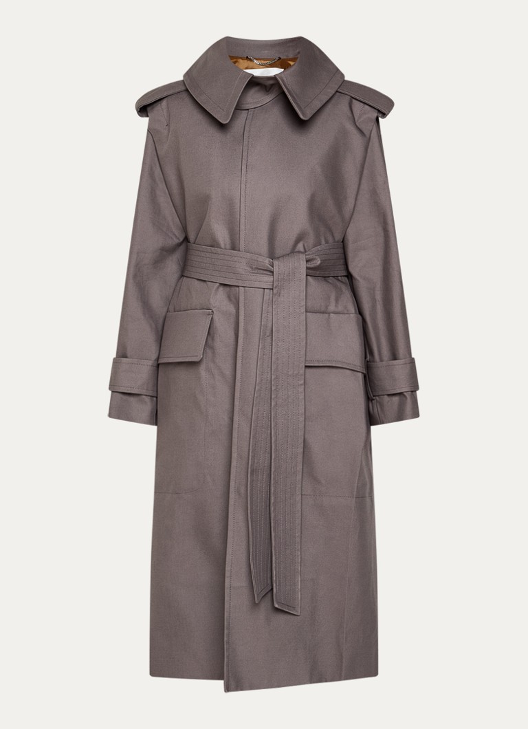 Victoria Beckham Dames Philippa trenchcoat met strikceintuur in de kleur Antraciet, maat: M