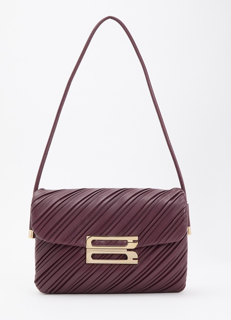 Victoria Beckham Dames Soft Dorian schoudertas van kalfsleer in de kleur Bordeauxrood, maat: ONE SIZE