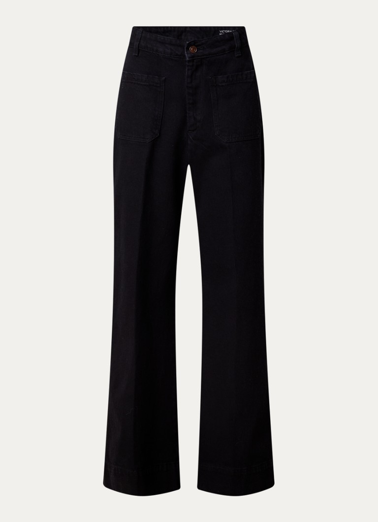 Victoria Beckham Dames Alina high waist wide leg jeans met gekleurde wassing in de kleur Zwart, maat: W28/L32