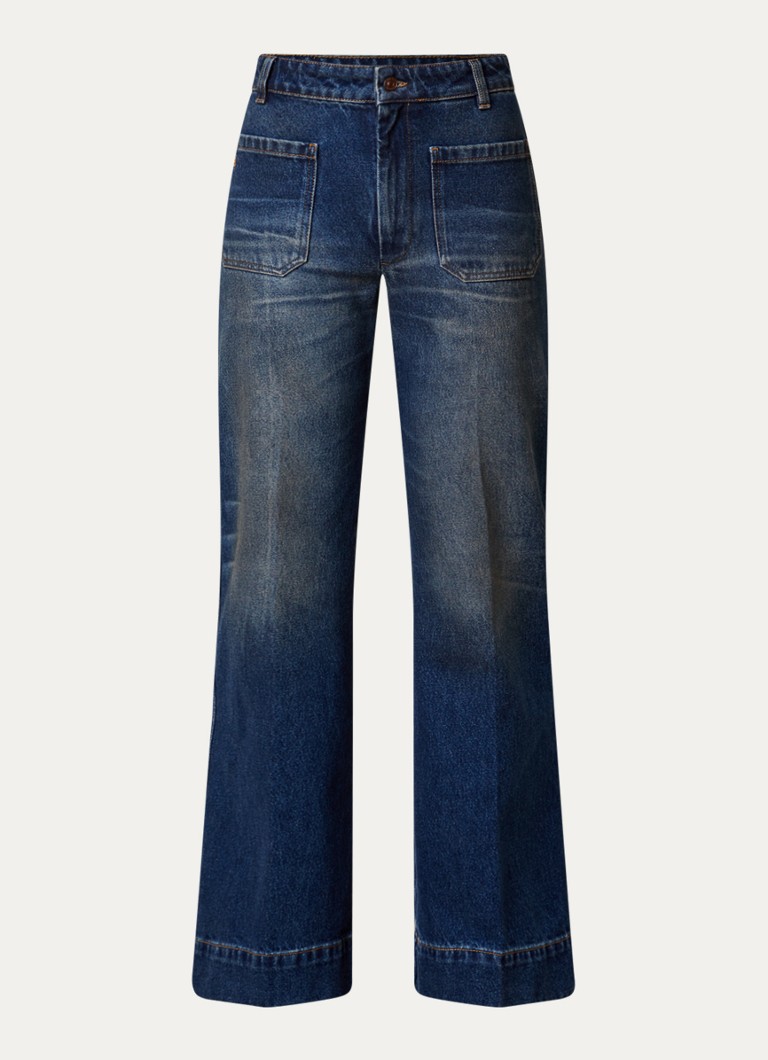 Victoria Beckham Dames Alina high waist flared fit jeans met medium wassing in de kleur Indigo, maat: W27/L32