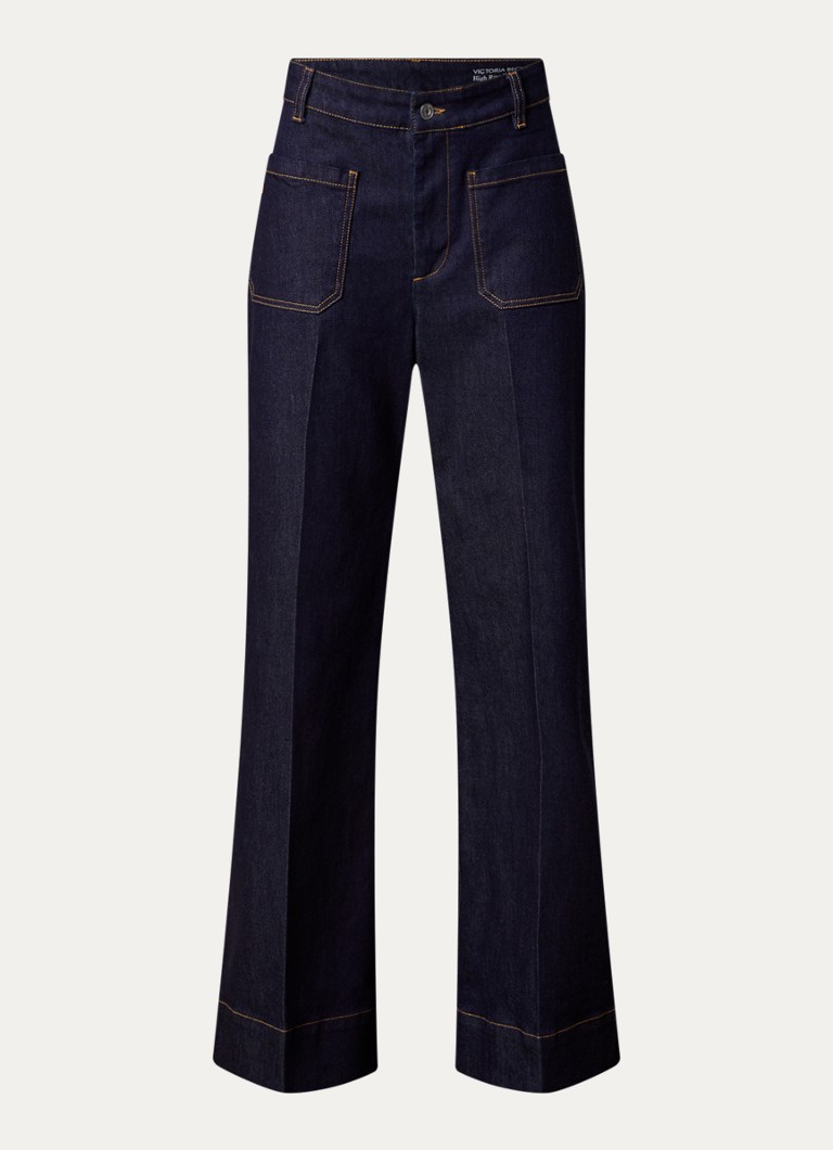 Victoria Beckham Dames Alina Stretch high waist wide leg jeans met donkere wassing in de kleur Indigo, maat: W28/L32
