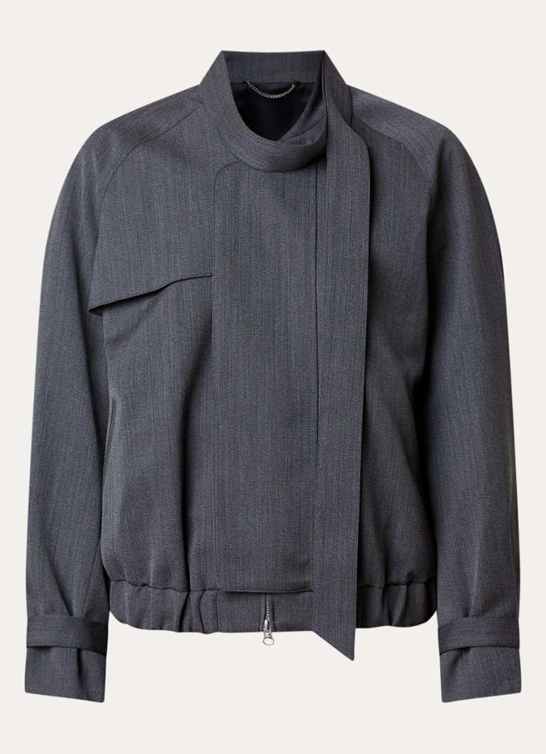 Victoria Beckham Dames Bomberjack met sjaalkraag in de kleur Antraciet, maat: s