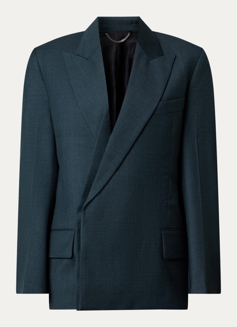 Victoria Beckham Dames Sculptural Layered blazer van scheerwol in de kleur Donkergroen, maat: 38