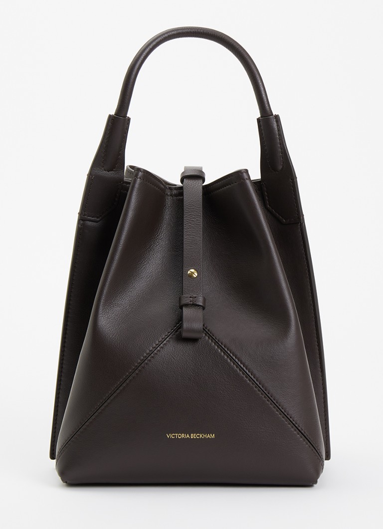 Victoria Beckham Dames Victoria handtas van kalfsleer met afneembare schouderriem in de kleur Donkerbruin, maat: ONE SIZE