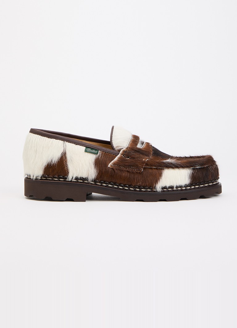 Paraboot Heren Reims loafer van leer met ponyhair in de kleur Roodbruin, maat: 46