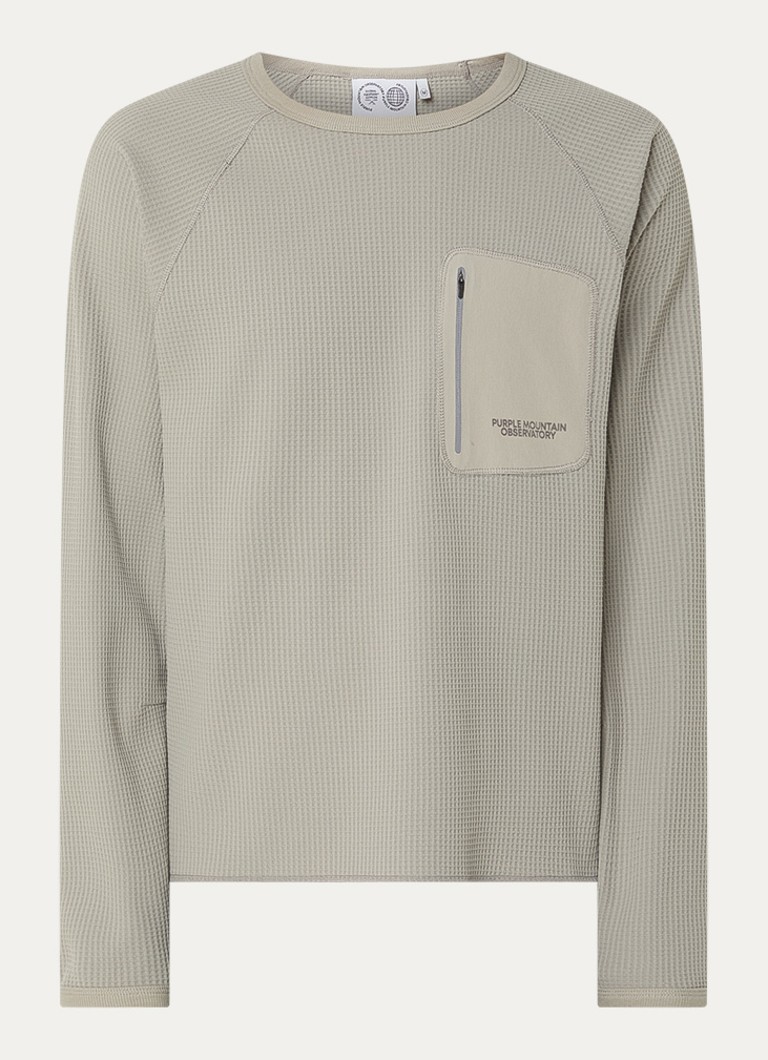 Purple Mountain Observatory Heren Longsleeve met structuur in de kleur Lichtgrijs, maat: S