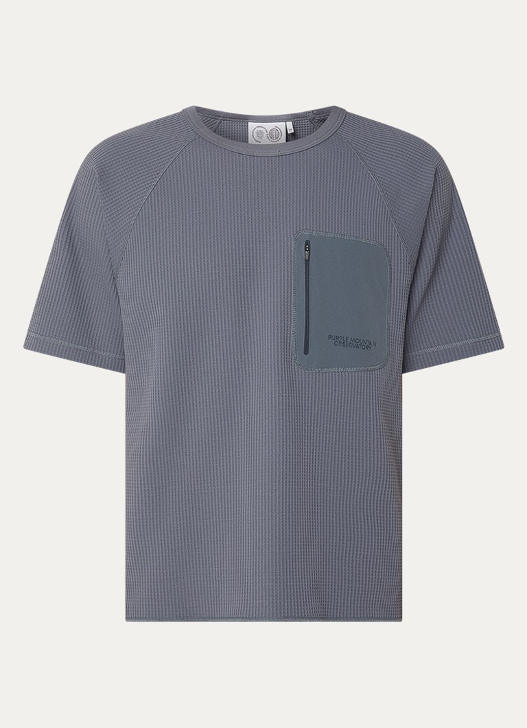 Purple Mountain Observatory Heren T-shirt met logo en structuur in de kleur Antraciet, maat: S